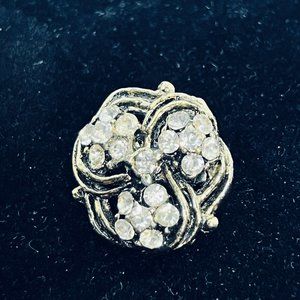 White Metal Casters Association Gold Tone And Clear Rhinestone Brooch